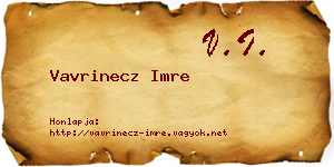 Vavrinecz Imre névjegykártya